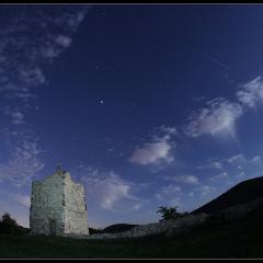 Castle and Meteor by Moonlight
