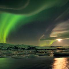 Aurora and Unusual Clouds Over Iceland