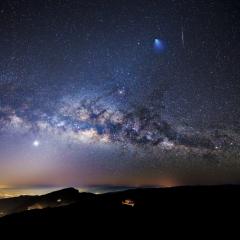 Rocket, Meteor, and Milky Way over Thailand