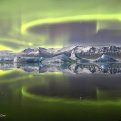 Aurora over Icelandic Glacier