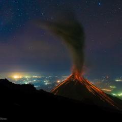 Volcano of Fire Erupts Under the Stars