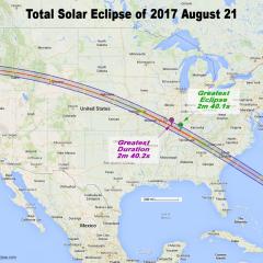 Map of Total Solar Eclipse Path in 2017 August