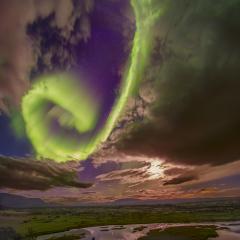 Aurora over Icelandic Fault
