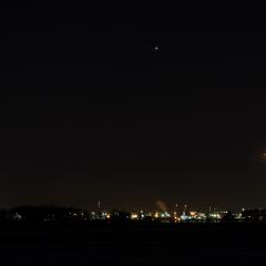 New York Harbor Moonset