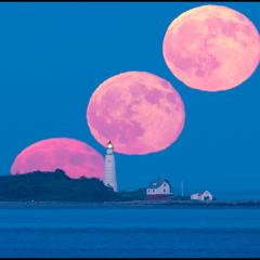 Full Moon and Boston Light