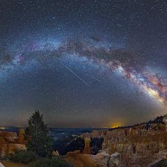 Meteors, Planes, and a Galaxy over Bryce Canyon