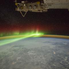 Aurora and Manicouagan Crater from the Space Station