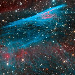 The Pencil Nebula in Red and Blue