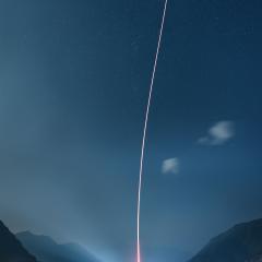 Rocket Launch between Mountains