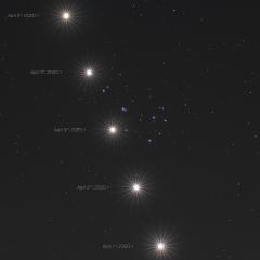 Venus and the Pleiades in April