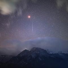Mars and Meteor over Jade Dragon Snow Mountain
