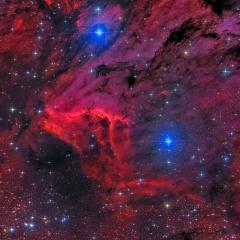 The Pelican Nebula in Red and Blue