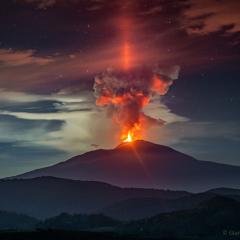 Light Pillar over Volcanic Etna