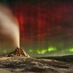 Aurora Over White Dome Geyser