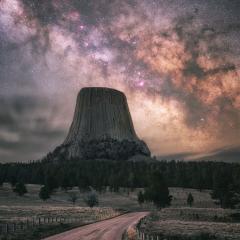 Milky Way over Devils Tower