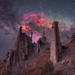 Milky Way over French Alp Hoodoos