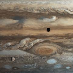 Europa and Jupiter from Voyager 1