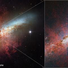 The Cigar Galaxy from Hubble and Webb