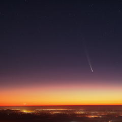 Comet at Moonrise