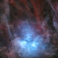 The Pleiades in Red and Blue