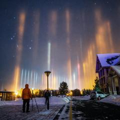 Light Pillars and Orion over Mohe